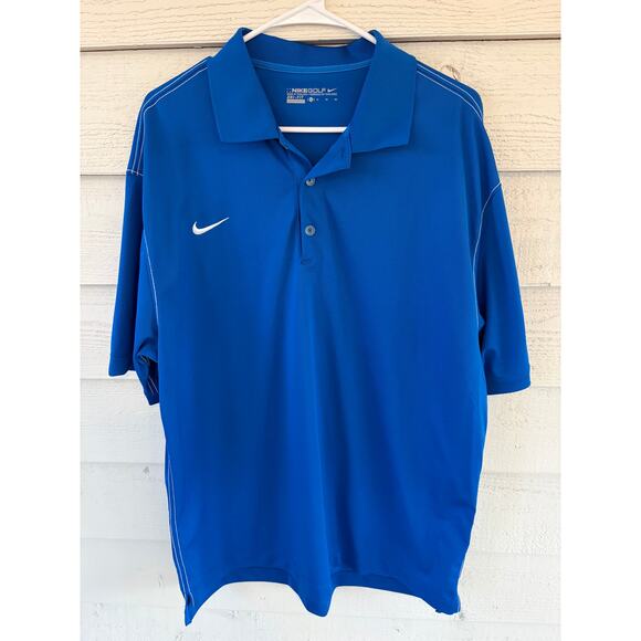 Nike Golf Dri-Fit Blue Polo Shirt XL Embroidered Athletic Golf Mens - Picture 2 of 7